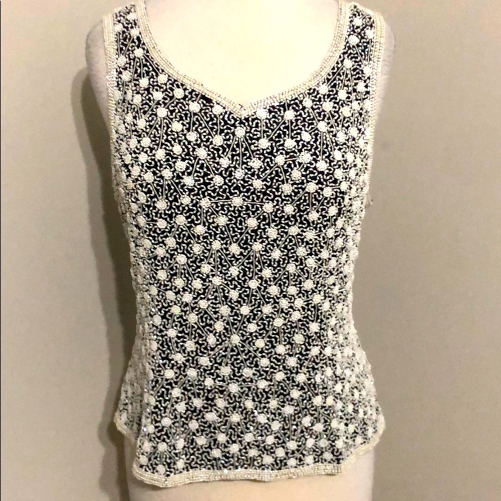 Mark & John by Gopal white beaded top, size XL